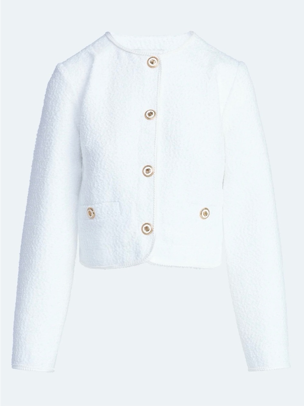 Free Assembly Collarless Nubby Jacket with Long Sleeves